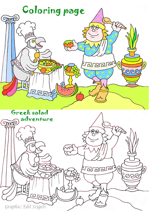 Coloring page-Greek salad adventure